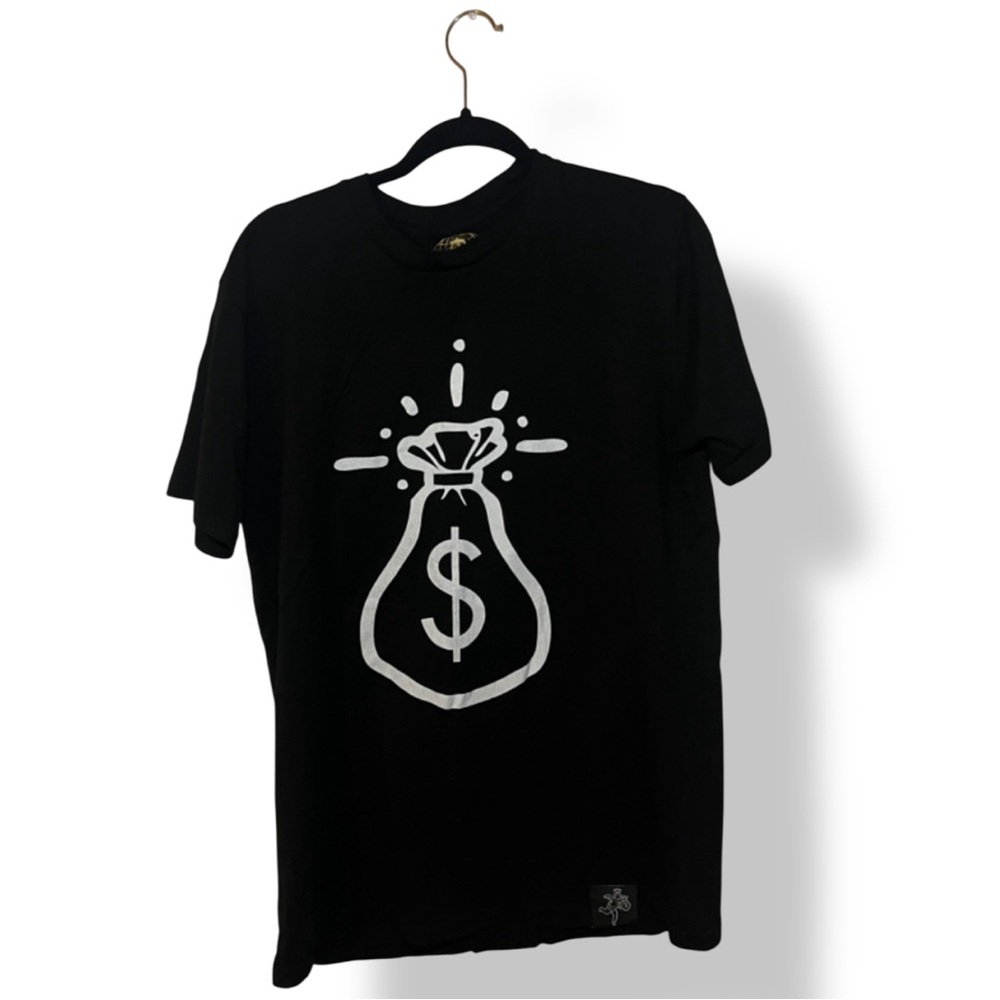 Hustle Daily Money Bag Graphic T-Shirt Black Size Large